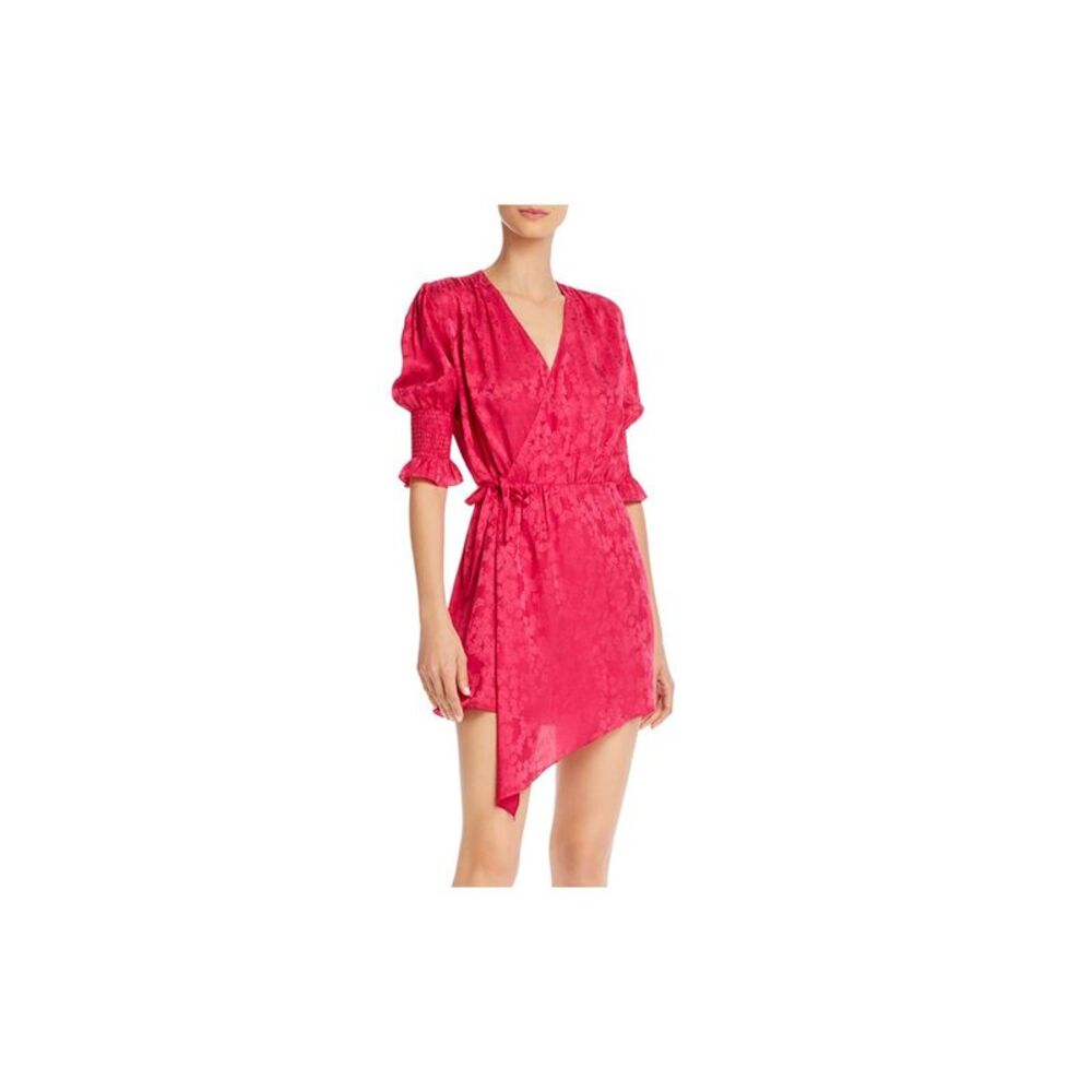 ART DEALER Womens Pink Elbow Sleeve Short Wear To Work Wrap Dress L
